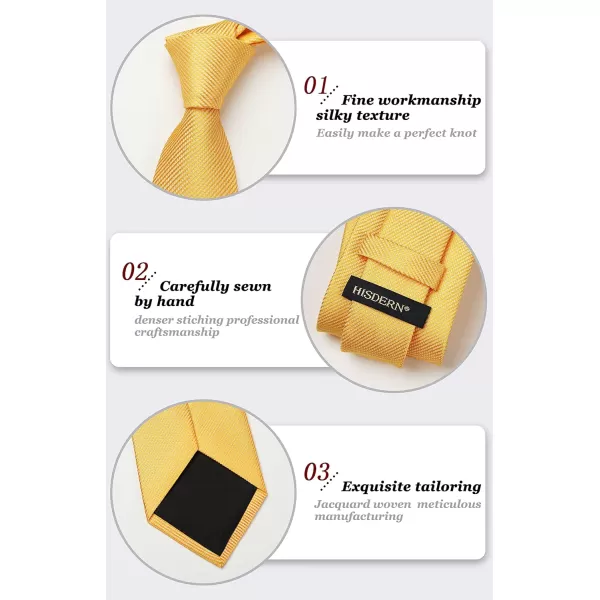 HISDERN Stripe Tie Mens Ties with Pocket Square Set Classic 3.4'' Silk Formal Necktie Handkerchief for Business Wedding
