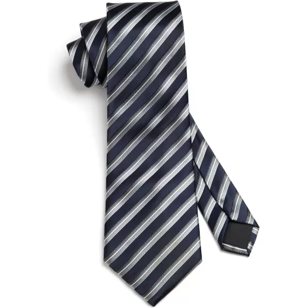 HISDERN Stripe Tie Mens Ties with Pocket Square Set Classic 3.4'' Silk Formal Necktie Handkerchief for Business Wedding