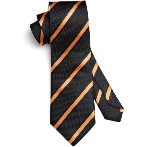 HISDERN Stripe Tie Mens Ties with Pocket Square Set Classic 3.4'' Silk Formal Necktie Handkerchief for Business Wedding