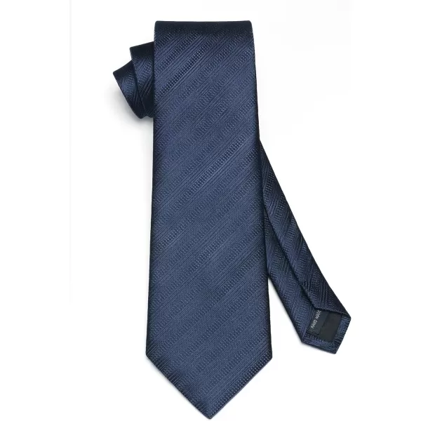 HISDERN Stripe Tie Mens Ties with Pocket Square Set Classic 3.4'' Silk Formal Necktie Handkerchief for Business Wedding