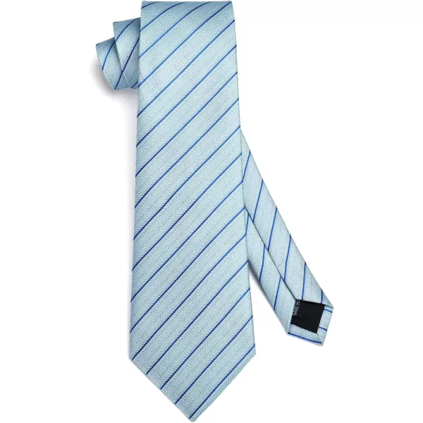 HISDERN Stripe Tie Mens Ties with Pocket Square Set Classic 3.4'' Silk Formal Necktie Handkerchief for Business Wedding