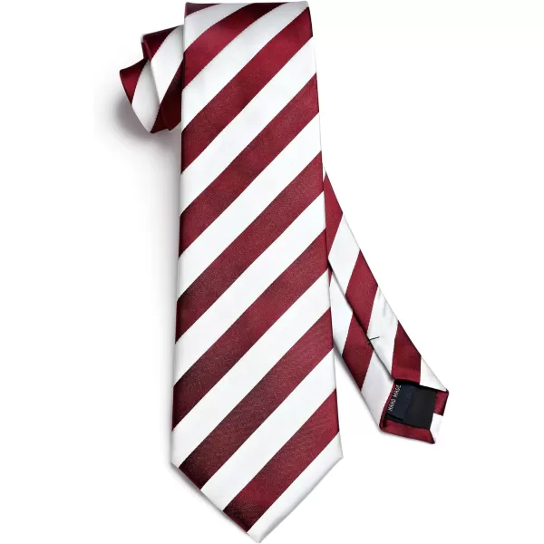 HISDERN Stripe Tie Mens Ties with Pocket Square Set Classic 3.4'' Silk Formal Necktie Handkerchief for Business Wedding