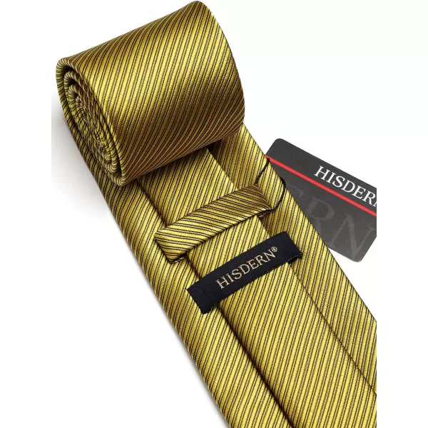 HISDERN Stripe Tie Mens Ties with Pocket Square Set Classic 3.4'' Silk Formal Necktie Handkerchief for Business Wedding