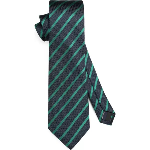 HISDERN Stripe Tie Mens Ties with Pocket Square Set Classic 3.4'' Silk Formal Necktie Handkerchief for Business Wedding