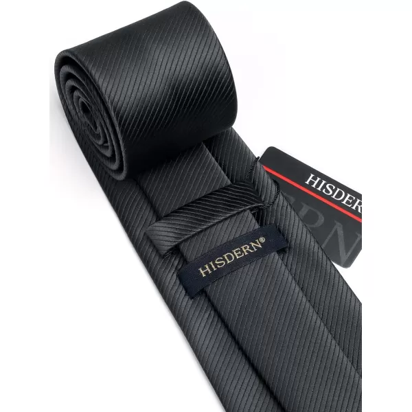 HISDERN Stripe Tie Mens Ties with Pocket Square Set Classic 3.4'' Silk Formal Necktie Handkerchief for Business Wedding