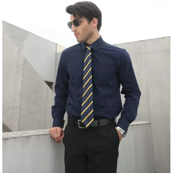 HISDERN Stripe Tie Mens Ties with Pocket Square Set Classic 3.4'' Silk Formal Necktie Handkerchief for Business Wedding