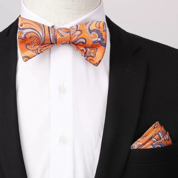 HISDERN Suspenders for Men Paisley Floral Bow tie Suspender Pocket Square Sets Adjustable Y Shape 6 Clips Wedding Braces