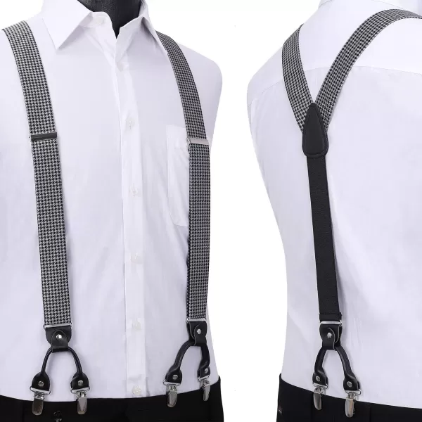 HISDERN Suspenders for Men Paisley Floral Bow tie Suspender Pocket Square Sets Adjustable Y Shape 6 Clips Wedding Braces