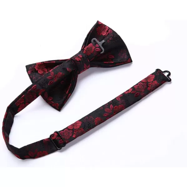 HISDERN Suspenders for Men Paisley Floral Bow tie Suspender Pocket Square Sets Adjustable Y Shape 6 Clips Wedding Braces