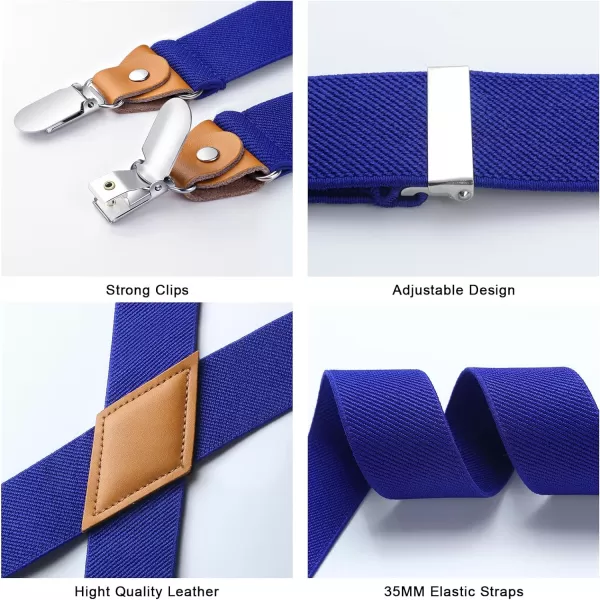HISDERN Suspenders for Men X-Back 1.4" Adjustable Elastic Suspender Braces Strong 4 Clips for Work Trousers Wedding