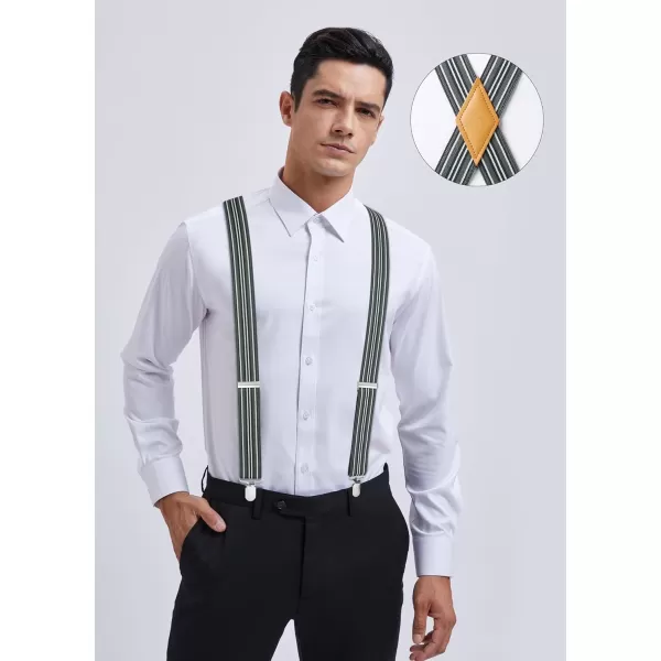 HISDERN Suspenders for Men X-Back 1.4" Adjustable Elastic Suspender Braces Strong 4 Clips for Work Trousers Wedding