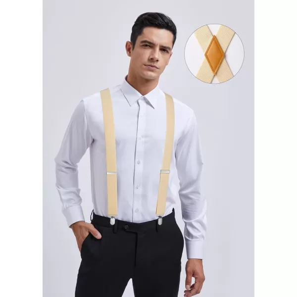 HISDERN Suspenders for Men X-Back 1.4" Adjustable Elastic Suspender Braces Strong 4 Clips for Work Trousers Wedding