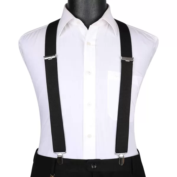 HISDERN Suspenders for Men X-Back 1.4" Adjustable Elastic Suspender Braces Strong 4 Clips for Work Trousers Wedding