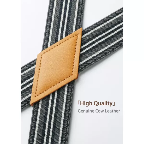 HISDERN Suspenders for Men X-Back 1.4" Adjustable Elastic Suspender Braces Strong 4 Clips for Work Trousers Wedding