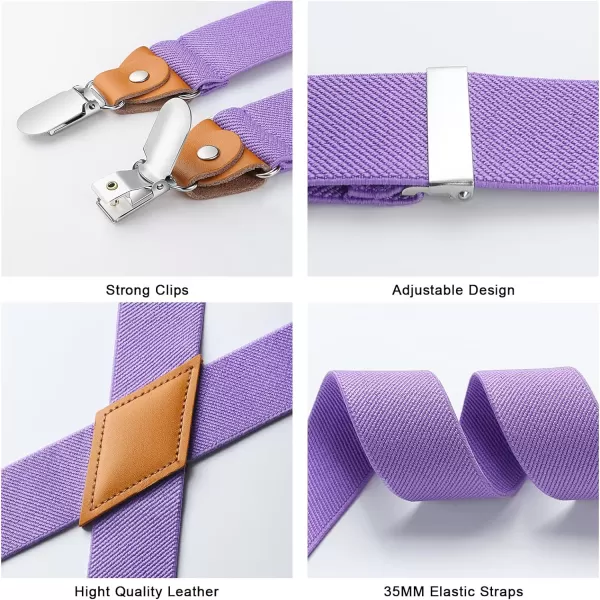 HISDERN Suspenders for Men X-Back 1.4" Adjustable Elastic Suspender Braces Strong 4 Clips for Work Trousers Wedding