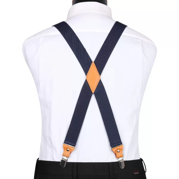 HISDERN Suspenders for Men X-Back 1.4" Adjustable Elastic Suspender Braces Strong 4 Clips for Work Trousers Wedding