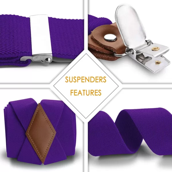 HISDERN Suspenders for Men X-Back 1.4" Adjustable Elastic Suspender Braces Strong 4 Clips for Work Trousers Wedding