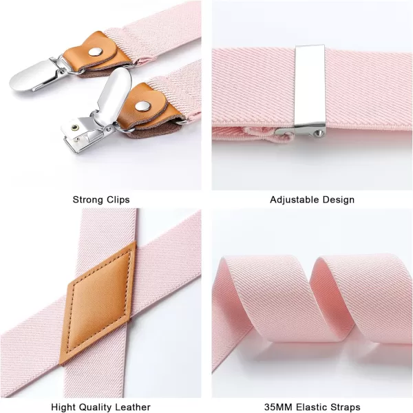 HISDERN Suspenders for Men X-Back 1.4" Adjustable Elastic Suspender Braces Strong 4 Clips for Work Trousers Wedding