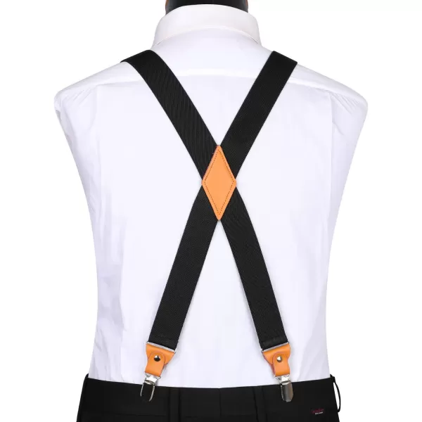 HISDERN Suspenders for Men X-Back 1.4" Adjustable Elastic Suspender Braces Strong 4 Clips for Work Trousers Wedding