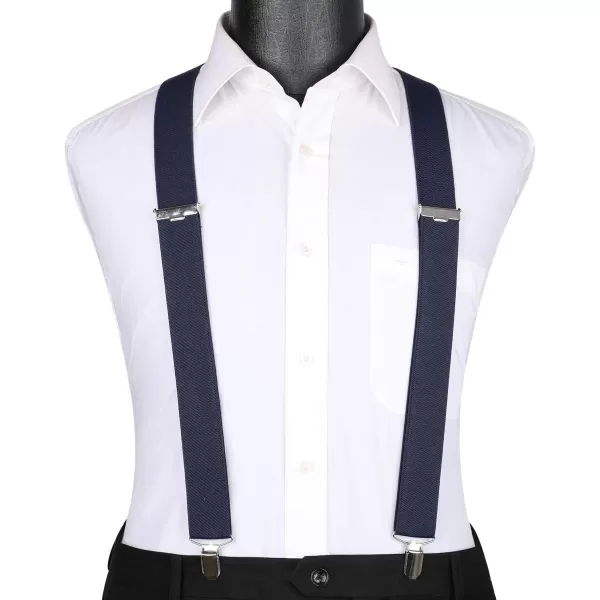 HISDERN Suspenders for Men X-Back 1.4" Adjustable Elastic Suspender Braces Strong 4 Clips for Work Trousers Wedding