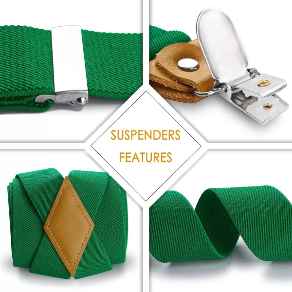 HISDERN Suspenders for Men X-Back 1.4" Adjustable Elastic Suspender Braces Strong 4 Clips for Work Trousers Wedding