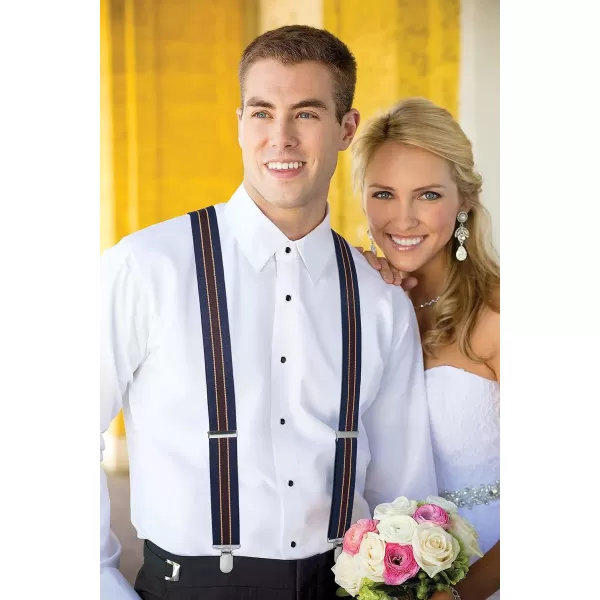 HISDERN Suspenders for Men X-Back 1.4" Adjustable Elastic Suspender Braces Strong 4 Clips for Work Trousers Wedding