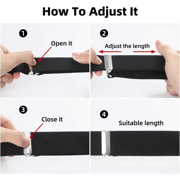 HISDERN Suspenders for Men X-Back 1.4" Adjustable Elastic Suspender Braces Strong 4 Clips for Work Trousers Wedding