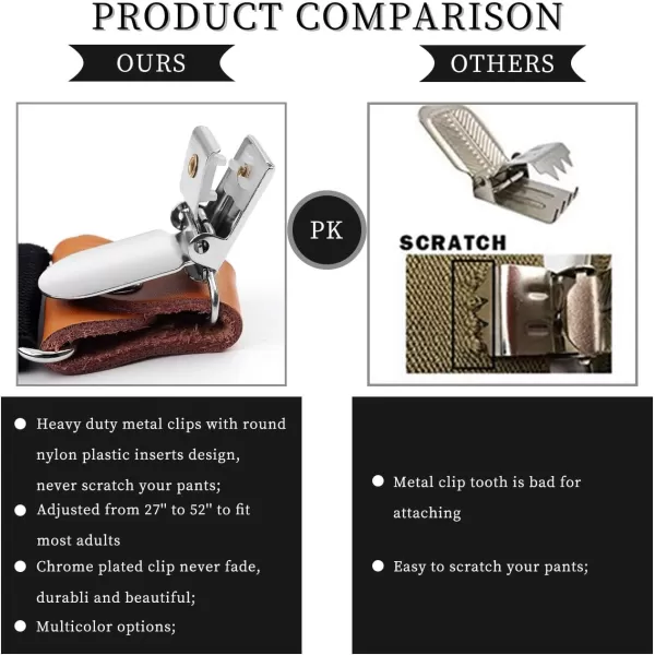 HISDERN Suspenders for Men X-Back 1.4" Adjustable Elastic Suspender Braces Strong 4 Clips for Work Trousers Wedding