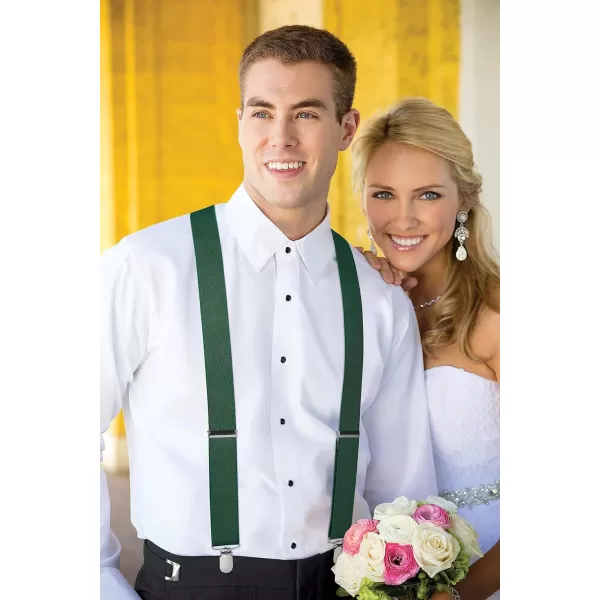 HISDERN Suspenders for Men X-Back 1.4" Adjustable Elastic Suspender Braces Strong 4 Clips for Work Trousers Wedding