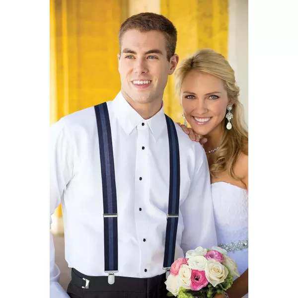 HISDERN Suspenders for Men X-Back 1.4" Adjustable Elastic Suspender Braces Strong 4 Clips for Work Trousers Wedding