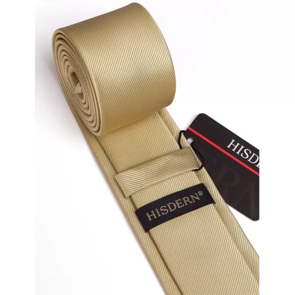 HISDERN Ties for Men 2.17'' Skinny Solid Color Necktie Formal Busines Woven Satin Thin Silk Silm Mens Tie Wedding Party
