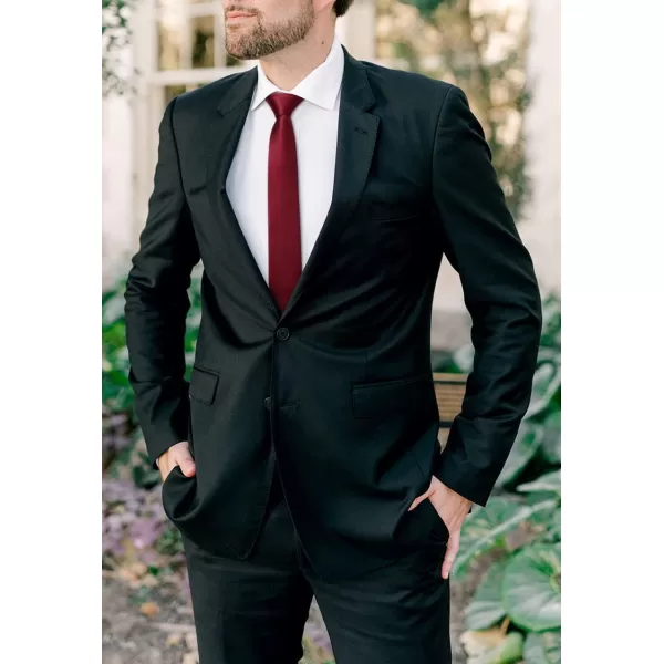 HISDERN Ties for Men 2.17'' Skinny Solid Color Necktie Formal Busines Woven Satin Thin Silk Silm Mens Tie Wedding Party