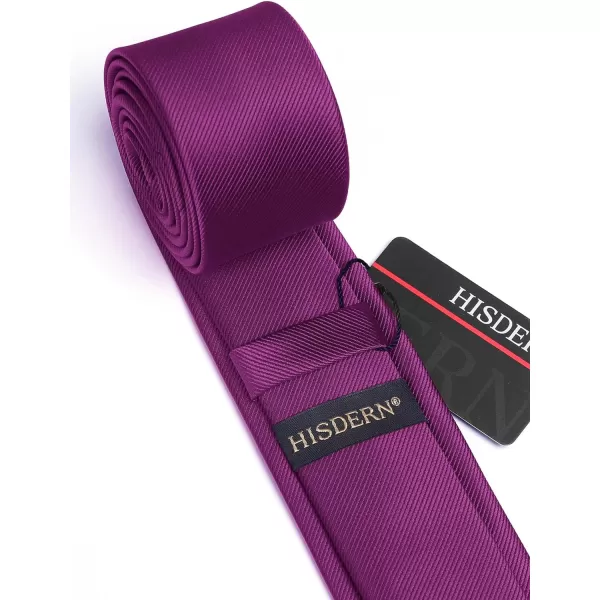 HISDERN Ties for Men 2.17'' Skinny Solid Color Necktie Formal Busines Woven Satin Thin Silk Silm Mens Tie Wedding Party
