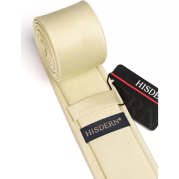 HISDERN Ties for Men 2.17'' Skinny Solid Color Necktie Formal Busines Woven Satin Thin Silk Silm Mens Tie Wedding Party