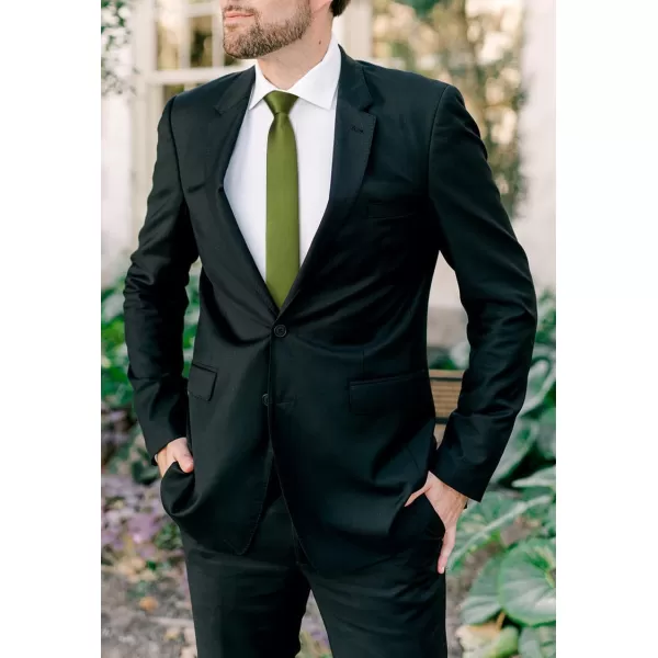 HISDERN Ties for Men 2.17'' Skinny Solid Color Necktie Formal Busines Woven Satin Thin Silk Silm Mens Tie Wedding Party