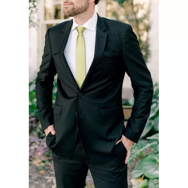 HISDERN Ties for Men 2.17'' Skinny Solid Color Necktie Formal Busines Woven Satin Thin Silk Silm Mens Tie Wedding Party