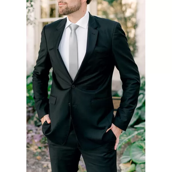 HISDERN Ties for Men 2.17'' Skinny Solid Color Necktie Formal Busines Woven Satin Thin Silk Silm Mens Tie Wedding Party