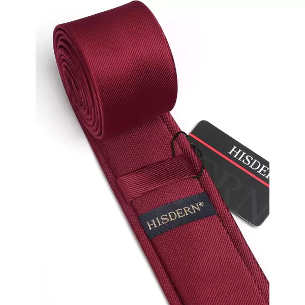 HISDERN Ties for Men 2.17'' Skinny Solid Color Necktie Formal Busines Woven Satin Thin Silk Silm Mens Tie Wedding Party