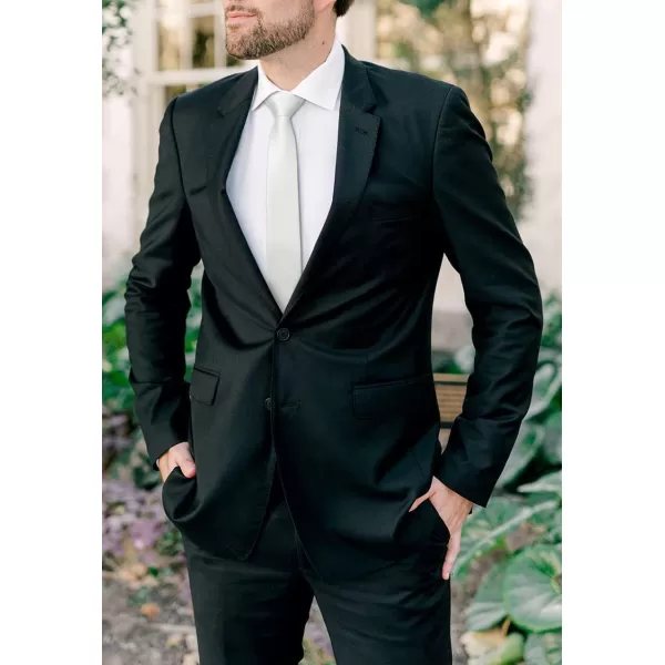 HISDERN Ties for Men 2.17'' Skinny Solid Color Necktie Formal Busines Woven Satin Thin Silk Silm Mens Tie Wedding Party