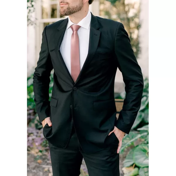 HISDERN Ties for Men 2.17'' Skinny Solid Color Necktie Formal Busines Woven Satin Thin Silk Silm Mens Tie Wedding Party