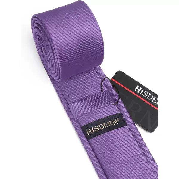HISDERN Ties for Men 2.17'' Skinny Solid Color Necktie Formal Busines Woven Satin Thin Silk Silm Mens Tie Wedding Party