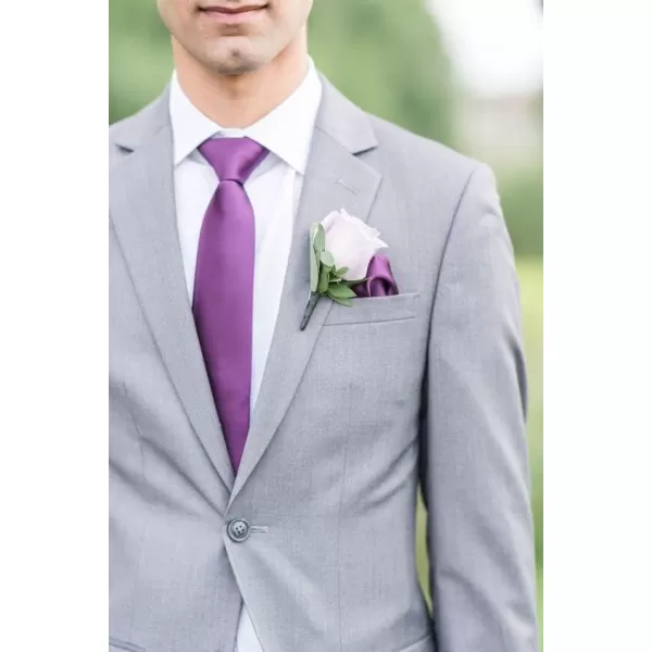 HISDERN Ties for Men 2.17'' Skinny Solid Color Necktie Formal Busines Woven Satin Thin Silk Silm Mens Tie Wedding Party