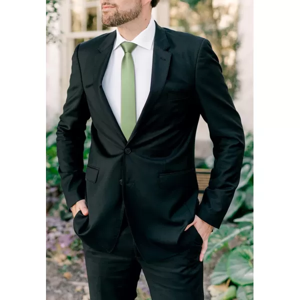 HISDERN Ties for Men 2.17'' Skinny Solid Color Necktie Formal Busines Woven Satin Thin Silk Silm Mens Tie Wedding Party