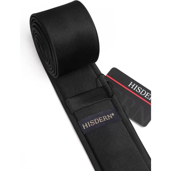HISDERN Ties for Men 2.17'' Skinny Solid Color Necktie Formal Busines Woven Satin Thin Silk Silm Mens Tie Wedding Party