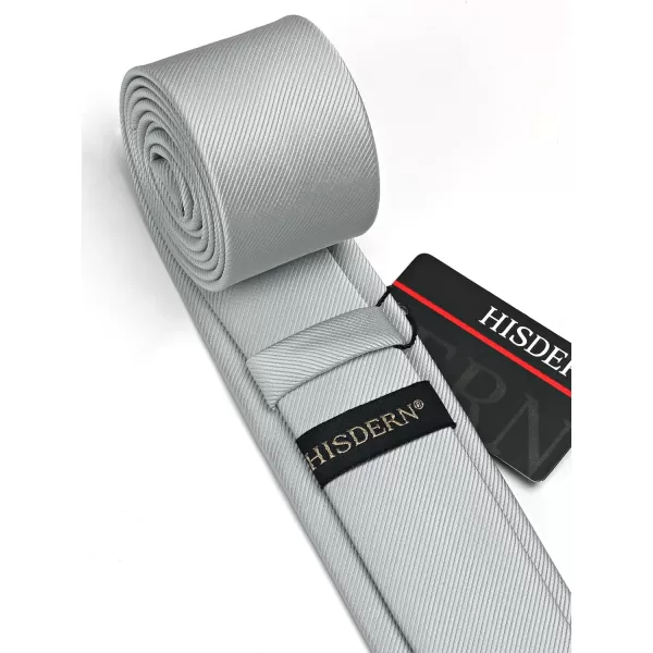 HISDERN Ties for Men 2.17'' Skinny Solid Color Necktie Formal Busines Woven Satin Thin Silk Silm Mens Tie Wedding Party