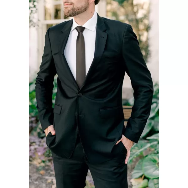 HISDERN Ties for Men 2.17'' Skinny Solid Color Necktie Formal Busines Woven Satin Thin Silk Silm Mens Tie Wedding Party