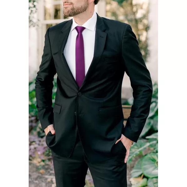 HISDERN Ties for Men 2.17'' Skinny Solid Color Necktie Formal Busines Woven Satin Thin Silk Silm Mens Tie Wedding Party