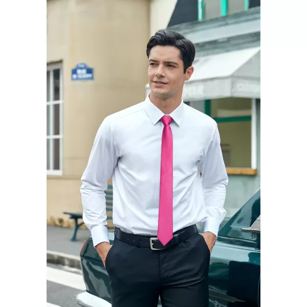 HISDERN Ties for Men 2.17'' Skinny Solid Color Necktie Formal Busines Woven Satin Thin Silk Silm Mens Tie Wedding Party