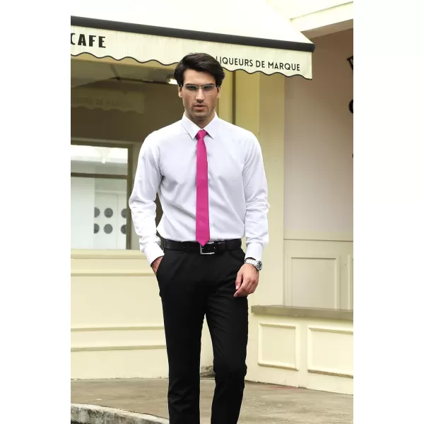 HISDERN Ties for Men 2.17'' Skinny Solid Color Necktie Formal Busines Woven Satin Thin Silk Silm Mens Tie Wedding Party