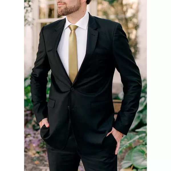 HISDERN Ties for Men 2.17'' Skinny Solid Color Necktie Formal Busines Woven Satin Thin Silk Silm Mens Tie Wedding Party